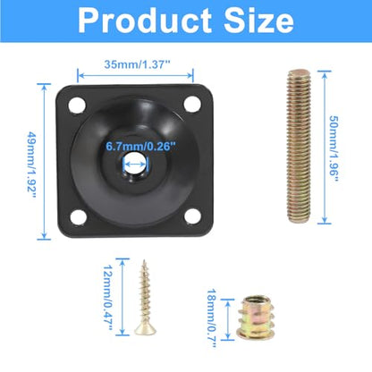 Leg Mounting Plates, 5/16" (M8), Black, 4 Pcs