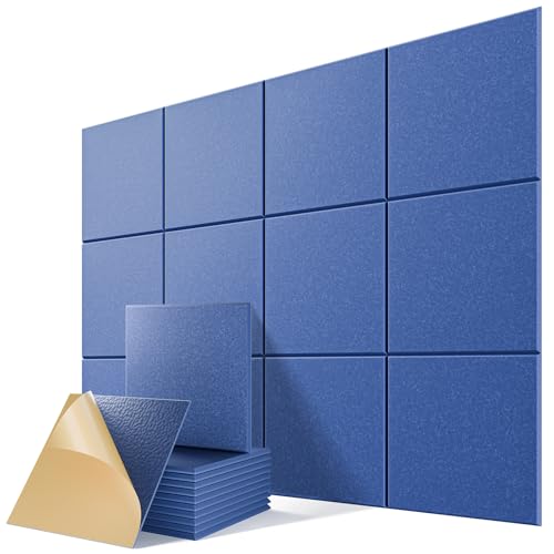12 Pack Self-Adhesive Acoustic Panels, 12" X 12" X 0.4" High-Density Sound Proof Foam Panels for Walls, Soundproof Wall Panels for Home & Office (Sky Blue) - color: Sky Blue, size: Basic 12 Pack
