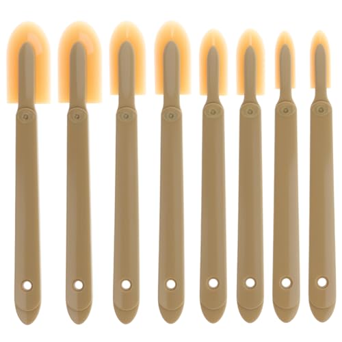 QWORK 8 Pcs Caulking Tool Kit, Flexible Silicone Caulk Smoother & Finishing Spatula Set, Assorted Sizes for Corners, Seams & Joints, Non-Scratch Caulk Finisher