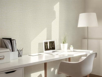 Guvana Grasscloth Peel and Stick Wallpaper Cream Textured Contact Paper Modern Removable Self Adhesive Wall Paper Thicken Fabric Faux Linen Wallpaper for Bathroom Wall Covering Vinyl 78.7inx15.7in - color: Ceam, size: 15.7" x 78.7"