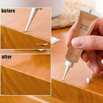 Kenbry Dark Wood Repair Kit, 4 Color Wood Filler for Furniture Scratches