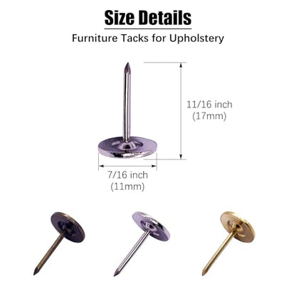 Maozaa Flat Head Upholstery Tacks, 100pcs 7/16" Silver Thumb Tacks - color: Silver - Flat Head