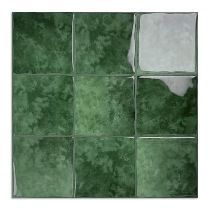 10 Sheet Peel and Stick Backsplash Tile, 12"x12", Green - color: Green