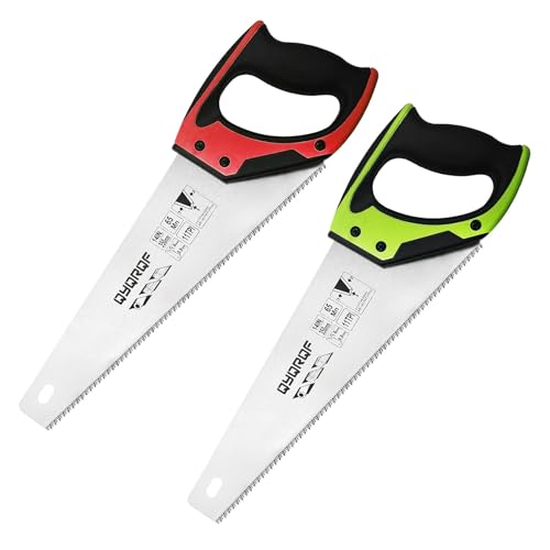 14 in Pro Hand Saw, 11 TPI Fine-Cut Soft-Grip Hardpoint Handsaw, Red - color: Red-14 Inch