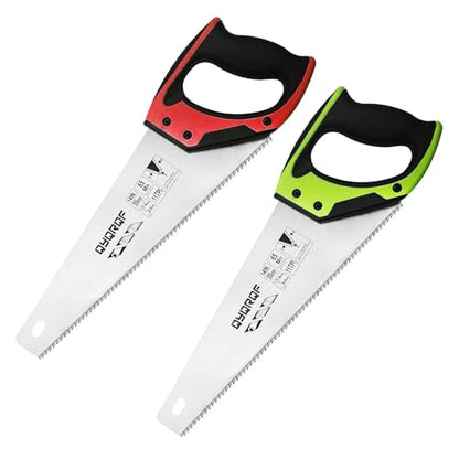 14 in Pro Hand Saw, 11 TPI Fine-Cut Soft-Grip Hardpoint Handsaw, Red - color: Red-14 Inch