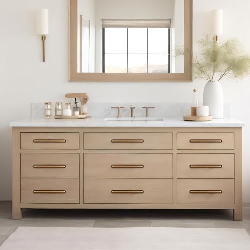 SALISENG-5 Pack Wooden Kitchen Cabinet Pulls,5 Inch Brass Dresser Drawer Handles, Modern Furniture Pulls for Cupboard Wardrobe Closet Cabinet Hardware - size: 5 Inch Hole Centers