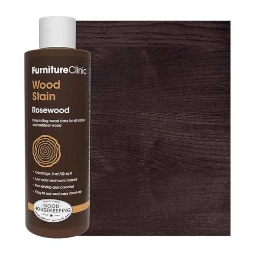 Furniture Clinic Wood Stain | Rosewood | Water Based | Fast Drying, Low Odor, & Non-Toxic | for Indoor & Outdoor Furniture and More | Multiple Finishes | (8.5oz / 250ml) - color: Rosewood, size: 250ml / 8.5 Fl Oz
