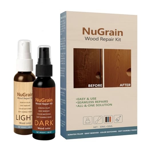NuGrain Wood Repair Kit, Professional Wood Floor Scratch Repair,Easy-Fix Wood Furniture Repair- Restores Wood Scratch, Covers Nicks, Hides Minor Defects, Restore a Finish for Wood