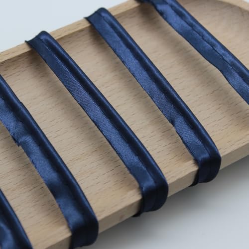 Yalulu 20 Meters Edge Sewing Ribbon Bias Piping Trim Lip Cord Trim for Upholstery Trimming Home Textile (Navy Blue)