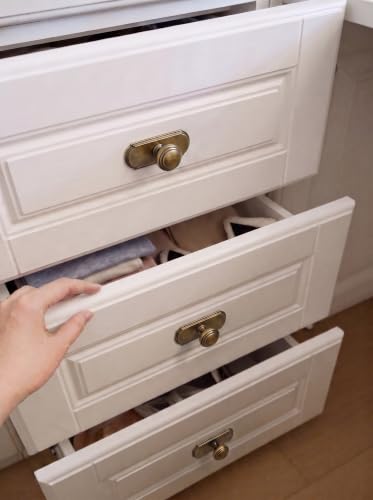 6Pack Champagne Bronze Cabinet Knobs with Backplate Drawer knobs - color: Antique Brass, style: Orbit Rim