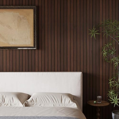 CRE8TIVE Large Size 24"x354" Dark Brown Wood Slats Wallpaper Peel and Stick - color: Dark Brown, size: 24" x 354"