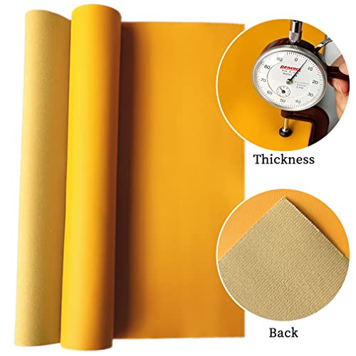 XHT Smooth Yellow Faux Leather Roll 11.8"x53" Soft Plain Synthetic Upholstery Crafts Fabric for DIY Cosplay Garment Jewelry Accessories - color: Yellow