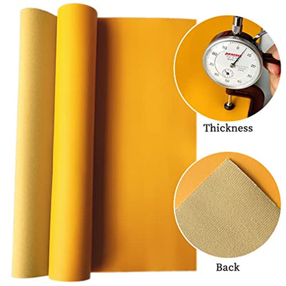 XHT Smooth Yellow Faux Leather Roll 11.8"x53" Soft Plain Synthetic Upholstery Crafts Fabric for DIY Cosplay Garment Jewelry Accessories - color: Yellow