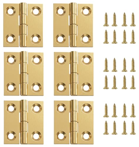 6 Pcs Small Brass Hinges, Rustproof Small Hinges for Wooden Box, Jewelry Box, Drawer, Furniture, 1 Inch