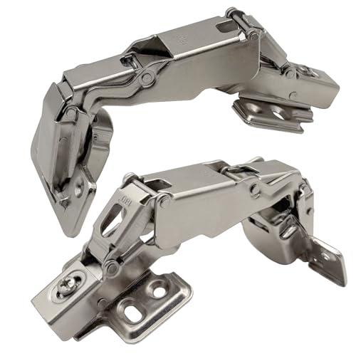180 Degree Frameless Cabinet Doors Hinges, Concealed Hydraulic Adjustable Mounting, Soft Closing Nickel-Plated Steel Buffer Dampers, 180 Degree Hinge /2Pcs (Full Overlay) - color: silver-180°