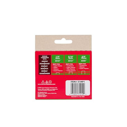 Arrow 21MP1 JT21 Thin Wire Staples Multipack for Staple Guns and Staplers, Use for Upholstery, Crafts,General Repairs, Includes 1/4-Inch, 5/16-Inch, and 3/8-Inch Sizes, 1875 Count,(Packaging May Vary) - size: 1/4 + 5/16 + 3/8 Inch (Variety Pack)