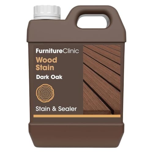 Furniture Clinic Wood Stain | Water Based | Fast Drying, Low Odor, & Non-Toxic | Multiple Finishes | for Indoor & Outdoor Furniture and More | Dark Oak (85 Fl Oz / 2500ml) - color: Dark Oak, size: 2500ml / 85 Fl Oz