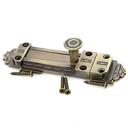 2 PCs Barrel Bolt Latch - Slide Door Lock Finished with Antique Brass Color with Screws, Length 4.3-in (11 cm) - size: Small