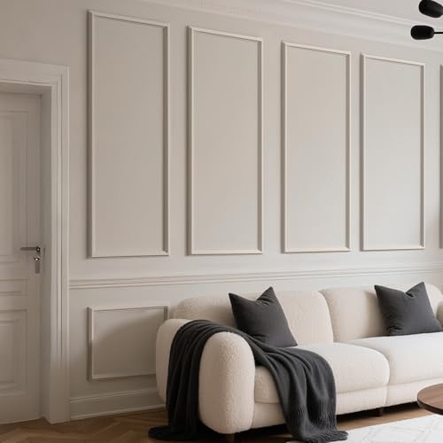 6 Sets Peel and Stick Wall Molding Kit, 54x24 Inch Premade Wainscoting Frames - color: 54''x24''-6pack