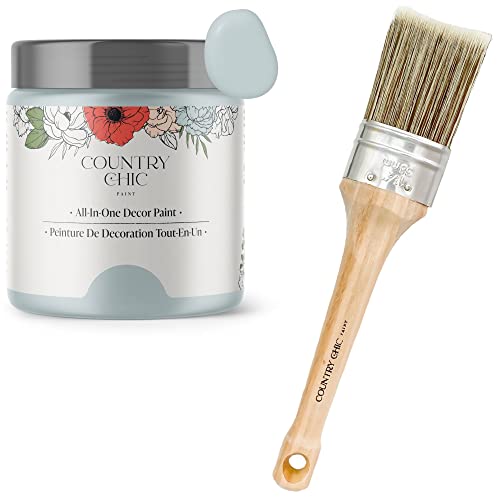 Chalk Style Paint + Paint Brush Bundle - for Furniture, Home Decor, Crafts (Color: Belle of the Ball [4 oz] - Light Blue)