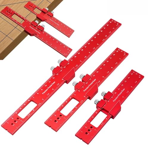 Metal Slide Stop Woodworking Marking Ruler, Precision Pocket Rule with Lockable Scriber, Adjustable Gauge for Measuring, Marking & Scribing - size: 200mm