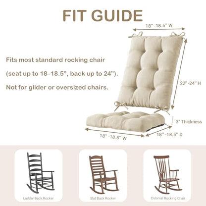 Codi Rocking Chair Cushions Indoor, Water-Resistant, Beige 1 Pack - color: Beige, size: 18"x18"/18"x22" - Standard 1PK