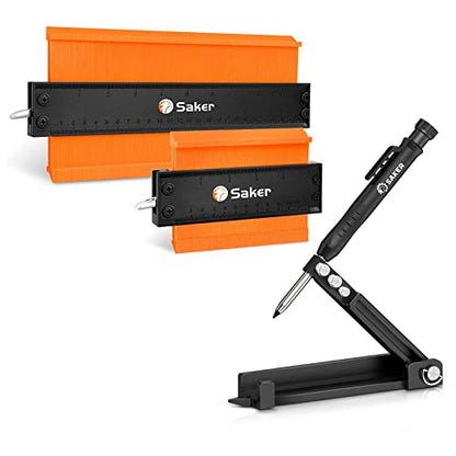 Saker Multi-function Scribing Tool&Saker Contour Duplication Gauge(10 Inch+5 Inch) (ORANGE)