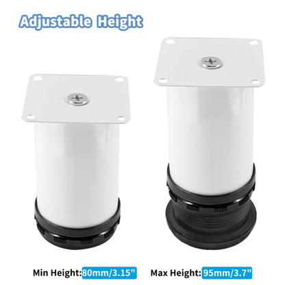 Set of 4 Adjustable Stainless Steel Furniture Legs 3 Inch White - color: White, size: 3 inch