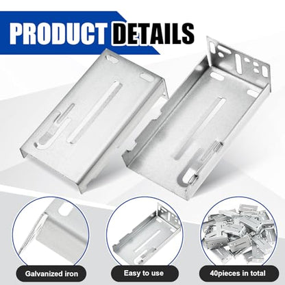 Yaocom 40 Pcs Drawer Slide Brackets Rear Mounting Brackets, 1.77 Inch 45mm
