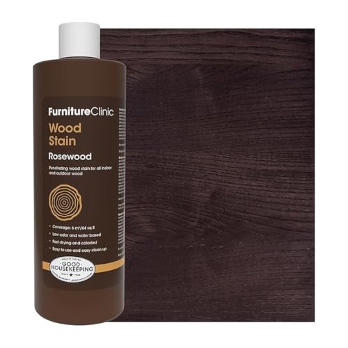 Furniture Clinic Wood Stain | Rosewood | Water Based | Fast Drying, Low Odor, & Non-Toxic | for Indoor & Outdoor Furniture and More | Multiple Finishes | (17oz / 500ml) - color: Rosewood, size: 500ml / 17 Fl Oz