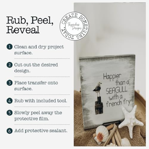 Rub on Transfers for Crafts and Furniture | 3 Design Sheets 6”x 12” | Home Decor Transfers | Furniture and Craft Decals | by Thymeless Designs (Nautical) - style: Nautical