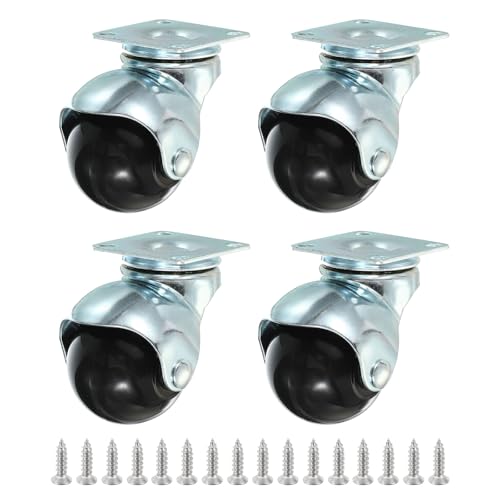 PATIKIL 1.5 Inch Ball Caster Wheels Set of 4, 360° Rotating Swivel Top Plate Wheels 298 lbs Total Capacity Caster with M4 Screws for Furniture Table Cabinet Silver - color: Silver, size: 1.5 Inch