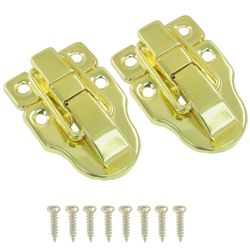 2 Pack Retro Duckbilled Toggle Hasp Latch Gold - color: Gold
