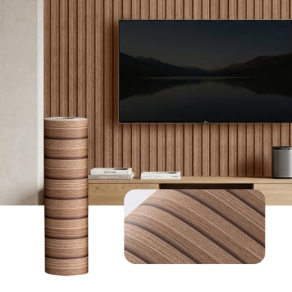 118" x 15.8" Peel and Stick PVC Faux Wood Slat Wall Panels - color: Light Brown