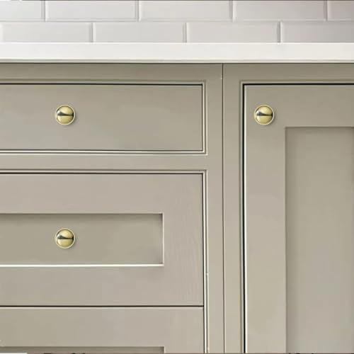 khtumeware 10 Pack 1-1/4 inch(32mm) Polished Brass Cabinet Knobs Dresser Knobs Round Drawer Knobs Kitchen Cabinet Hardware Zinc Knobs for Dresser Drawers - color: Polished Brass, size: Knob 1-1/4"