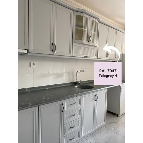 Aquacool Trend MAC All-in-One Furniture Paint – No Sanding No Primer, Chalk Paint for Cabinets, Wood, Tile & Countertops | Self-Leveling Matte | 16.9 fl oz, 53 sq ft| 7047 Telegray 4 - color: RAL 7047 Telegray 4