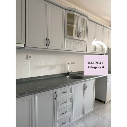 Aquacool Trend MAC All-in-One Furniture Paint – No Sanding No Primer, Chalk Paint for Cabinets, Wood, Tile & Countertops | Self-Leveling Matte | 16.9 fl oz, 53 sq ft| 7047 Telegray 4 - color: RAL 7047 Telegray 4