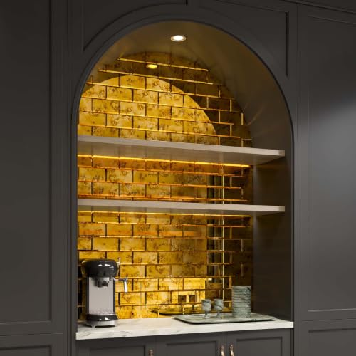 Lovdeco Peel & Stick Gold Antique Mirror Tile 3x6 Inch Beveled (40 Pcs) - color: Gold Light Antique, size: 3x6 Inch
