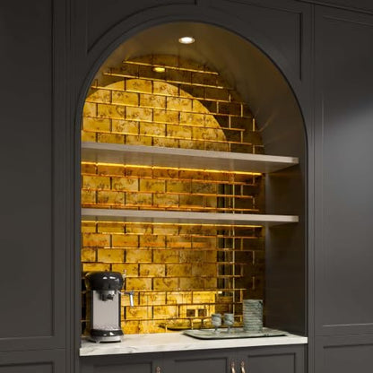Lovdeco Peel & Stick Gold Antique Mirror Tile 3x6 Inch Beveled (40 Pcs) - color: Gold Light Antique, size: 3x6 Inch