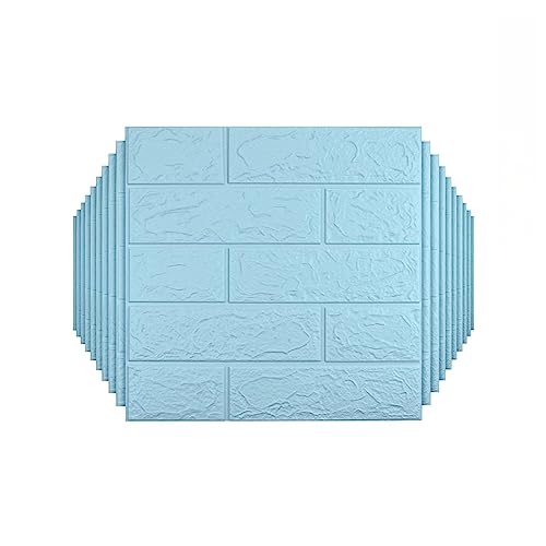 3D Wall Panels Peel and Stick, 29 Sq Ft Coverage, Faux Brick Blue - color: Blue, size: 29 Sq Ft Coverage