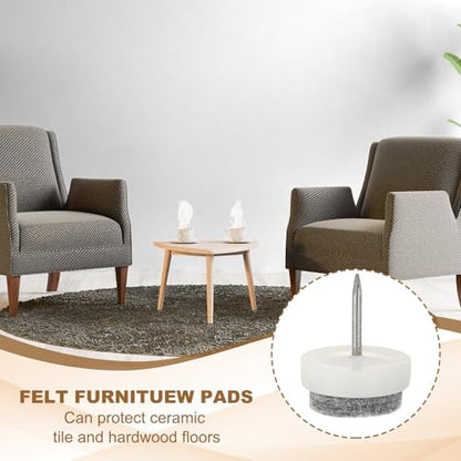 PATIKIL 20 mm Nail-on Felt Pads 40Pcs Round Felt Furniture Sliders White - color: White, size: 20 mm