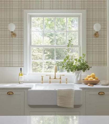 Peel and Stick Wallpaper Check Plaid Boho Neutral - Self Adhesive Waterproof Vinyl Wallpaper for Walls, Kitchen Backsplash, Bathroom, Bedroom, Rentals (Light, 17.3" X 236.22") - color: Light, size: 17.3" X 236.22"