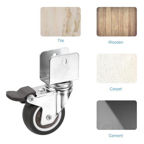 PATIKIL 2" Swivel Caster Wheels with 3/4" U Bracket, 4 Pack Mute Moving Swivel Wheel Replacement with Brake Total Load 165lbs for Cabinet Furniture Table - size: 2"