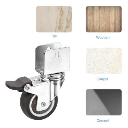 PATIKIL 2" Swivel Caster Wheels with 3/4" U Bracket, 4 Pack Mute Moving Swivel Wheel Replacement with Brake Total Load 165lbs for Cabinet Furniture Table - size: 2"