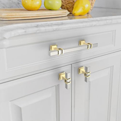 Asidrama 10 Pack 3.75 Inch(96mm) Brushed Satin Nickel and Gold Kitchen Cabinet Handles, Cabinet Pulls Kitchen Cabinet Hardware for Cupboard Drawer Pulls - color: Nickel-Gold, size: 3.75" Hole Center
