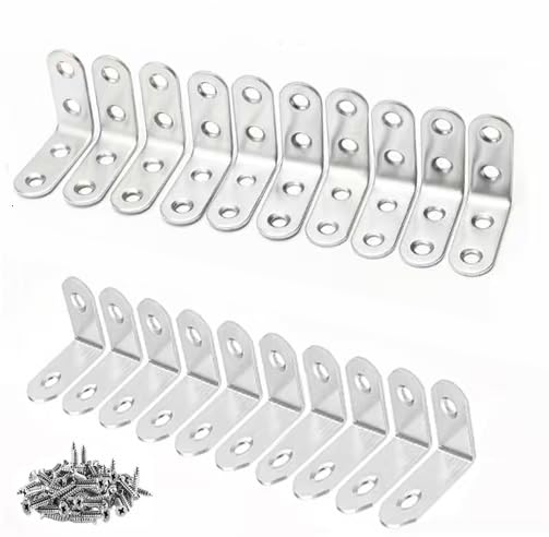 Stainless Steel Corner Brace, 20Pcs 90 Degree Right L-Shaped Metal Corner Connector Joint Plate, Cabinet, DIY Woodworking Projects with 60PCS Screws 1.57x0.6/1.2x0.6in(40x40x16、30x30x16) - size: 40x40x16、30x30x16