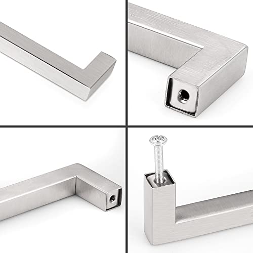 Probrico (5 Pack 5 inch Square Kitchen Cabient Handles Bathroom Dresser Pulls Stainless Steel Modern Bar Pulls Cabinet Hardware - color: Brushed Nickel, size: hole center 5"