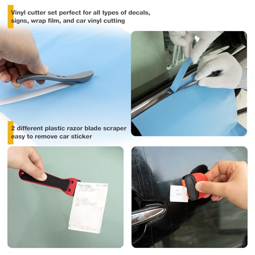 Gomake Vinyl Wrap Tool Car Wrap kit for Window Tint Film Installation, Include Heat Gun, Tinting Squeegee,Micro Tucking Stick, Film Cutter, Magnet Holder, Plastic Scraper