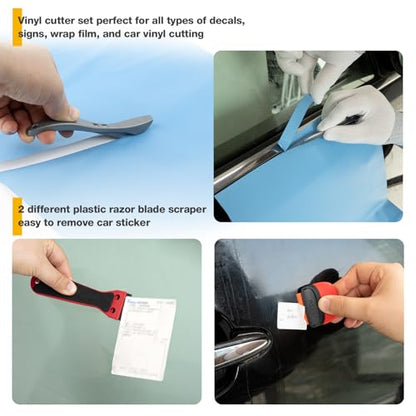 Gomake Vinyl Wrap Tool Car Wrap kit for Window Tint Film Installation, Include Heat Gun, Tinting Squeegee,Micro Tucking Stick, Film Cutter, Magnet Holder, Plastic Scraper