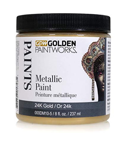 Metallic Paint, 8 oz Jar, 24K Gold - color: 24K Gold